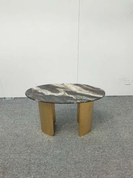 岩板小茶几 铜台脚