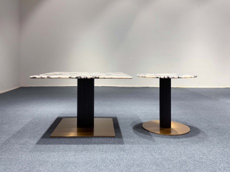 Minimalist Coffee Table with Colorful Patterned Marble Top